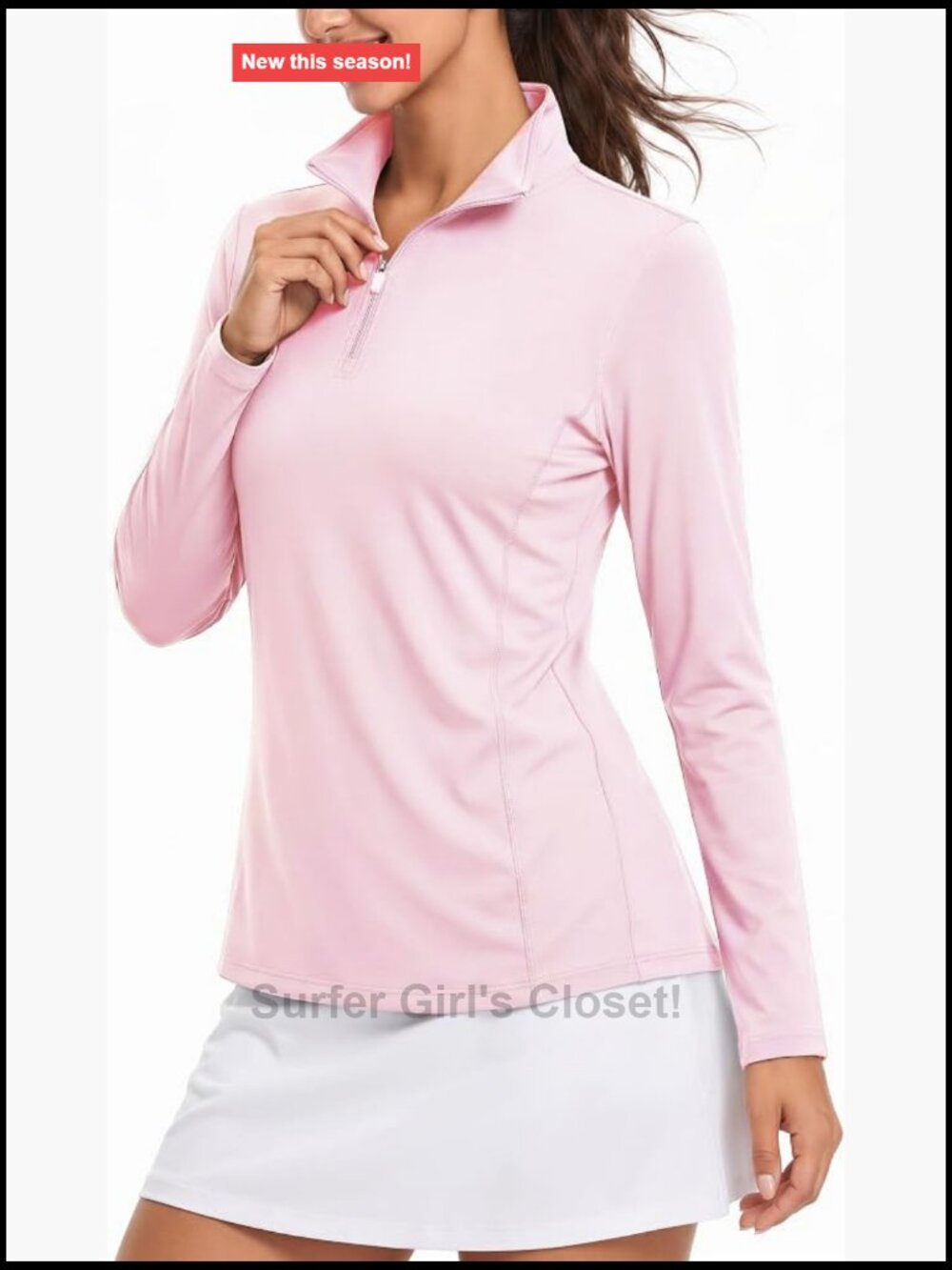 UPF 50+ Long Sleeve Quarter Zip Golf Shirt Women's Athletic Pullover
